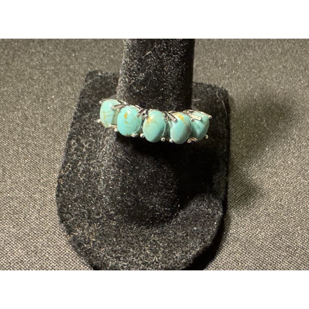 Vintage 925 Silver FAS Turquoise Ring Size 6 - Picture 2 of 5